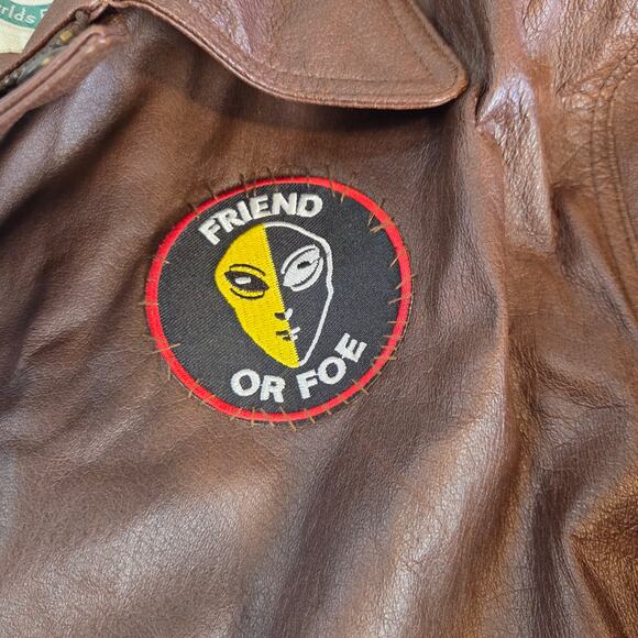 Burk’s Bay Brown Leather Car Coat Jacket 2XT Tall Plaid Lined Men’s Patch - Picture 9 of 10